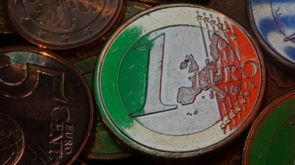 Moneta euro z flagą Włoch