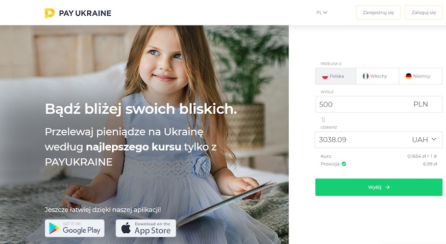 Polska aplikacja oferująca tanie przelewy na Ukrainę już w trzech krajach