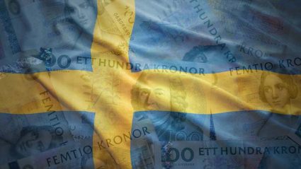 Flaga Szwecji na tle pieniędzy