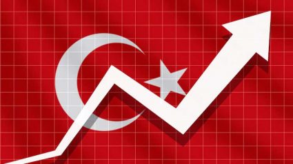 Wykres na tle flagi Turcji