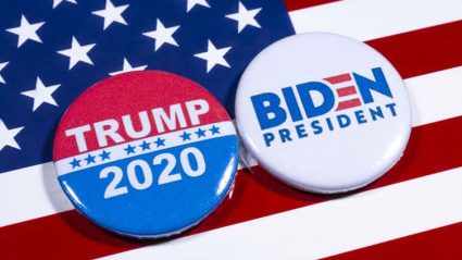 Wybory prezydenckie w USA - znaczki Trumpa i Bidena