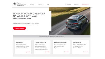 Strona internetowa Toyota Bank