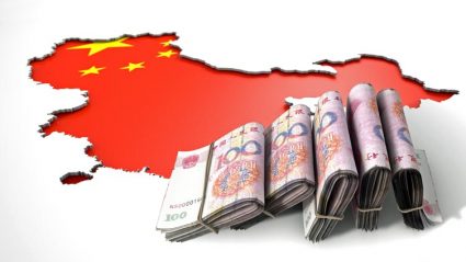 Pieniądze na tle flagi Chin