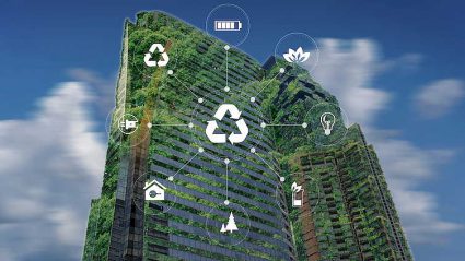 ESG, zielony wiezowiec, symbol zrównoważonej gospodarki
