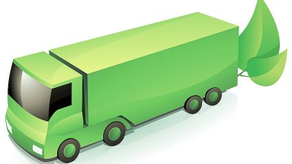 zielona ciężarówka, listek