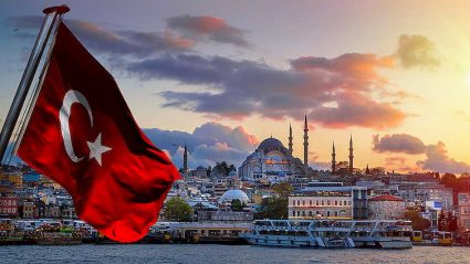 panorama Istambułu, flaga turecka