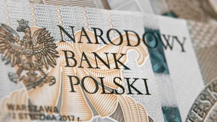 Napis Narodowy Bank Polski na banknocie