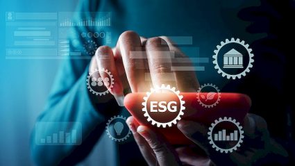 ESG, wirtualny ekran z symbolami