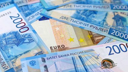 ruble banknoty, euro, banknot