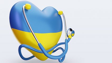 serce w barwach Ukrainy , stetoskop