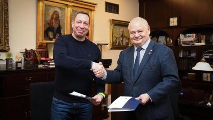 Prezes Narodowego Banku Polskiego Adam Glapiński i prezes Narodowego Banku Ukrainy Kyrylo Shevchenko