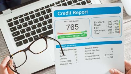 Raport o zdolności kredytowej na tle komputera