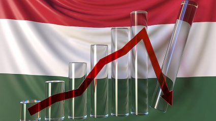 flaga Węgier, słupki wzrostu, wektor w dół