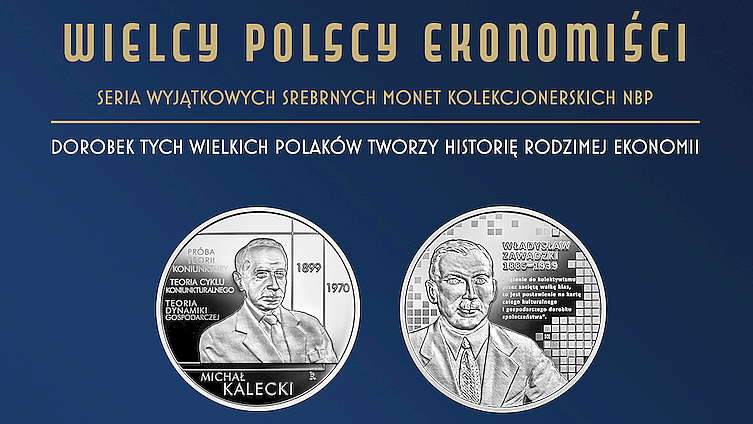 NBP: Władysław Zawadzki i Michał Kalecki na monetach kolekcjonerskich z serii Wielcy polscy ekonomiści