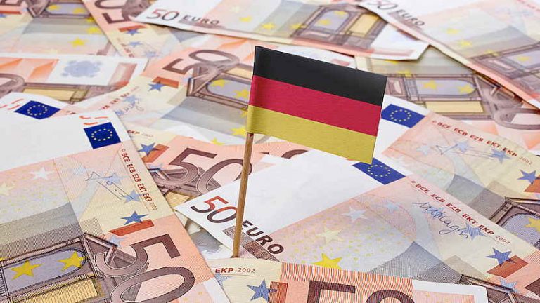 banknoty euro, flaga niemiecka