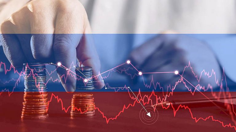 flaga Rosji, wykresy gospodarcze, monety