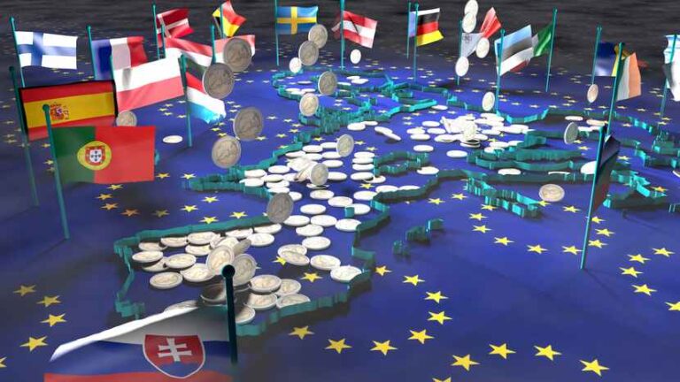 makieta strefy euro, mapa, flagi