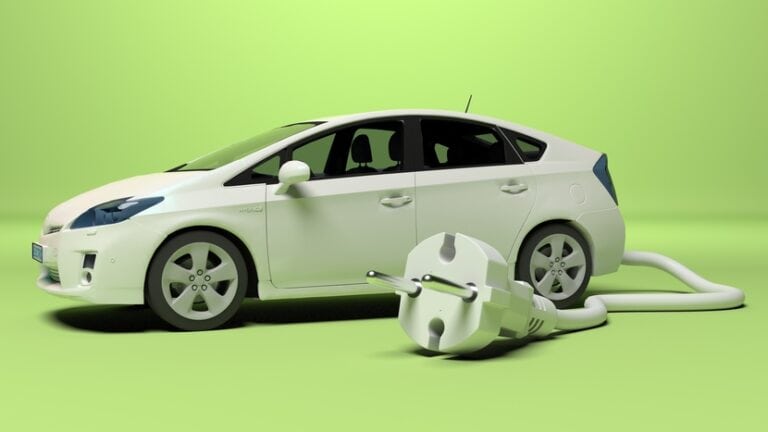 samochód z kablem i wtyczką elektryczną