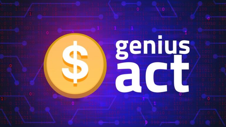 na wirtualnym ekranie symbol dolara i napis Genius Act