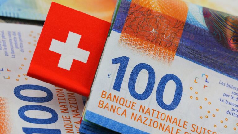 banknoty franki szwajcarskie, miniatura flagi Szwajcarii